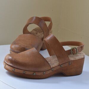 Kork-Ease Sayda Leather Clog Natural Tan Size 8